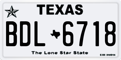 TX license plate BDL6718