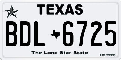 TX license plate BDL6725