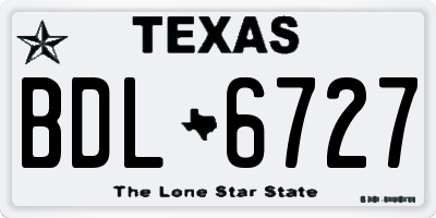 TX license plate BDL6727