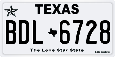 TX license plate BDL6728