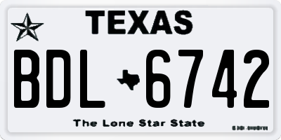 TX license plate BDL6742