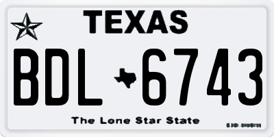 TX license plate BDL6743