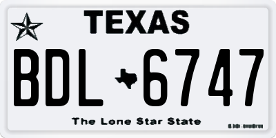 TX license plate BDL6747