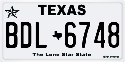 TX license plate BDL6748