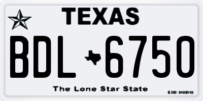 TX license plate BDL6750