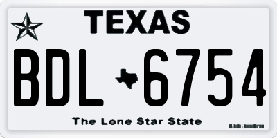 TX license plate BDL6754