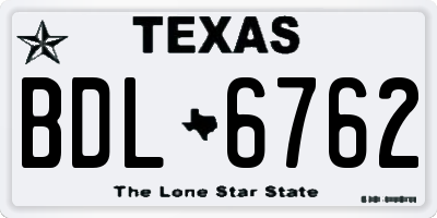 TX license plate BDL6762