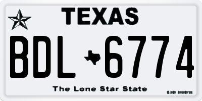 TX license plate BDL6774