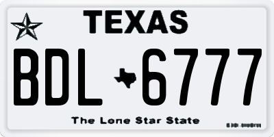 TX license plate BDL6777
