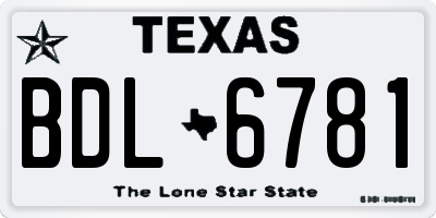 TX license plate BDL6781