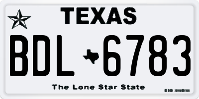 TX license plate BDL6783