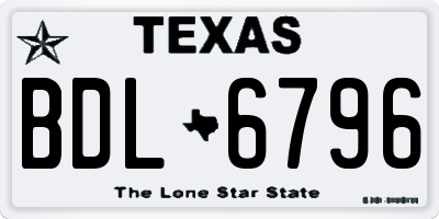 TX license plate BDL6796