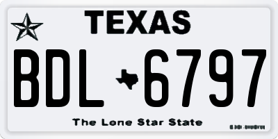 TX license plate BDL6797