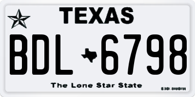 TX license plate BDL6798