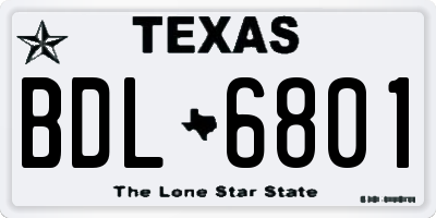 TX license plate BDL6801