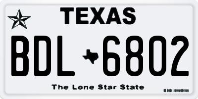 TX license plate BDL6802