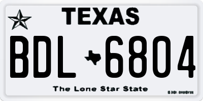 TX license plate BDL6804