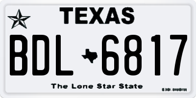 TX license plate BDL6817