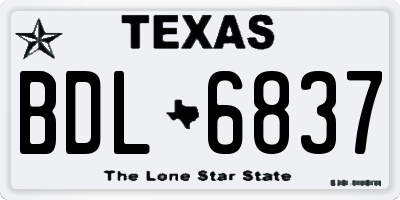 TX license plate BDL6837