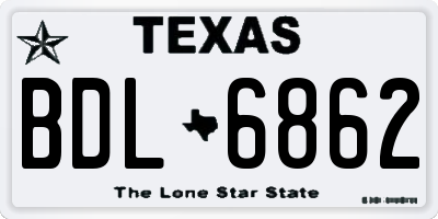 TX license plate BDL6862