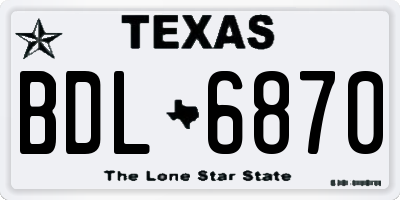 TX license plate BDL6870