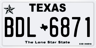 TX license plate BDL6871