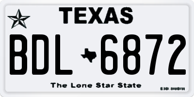 TX license plate BDL6872