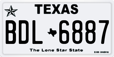TX license plate BDL6887