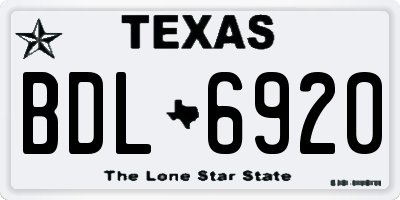 TX license plate BDL6920