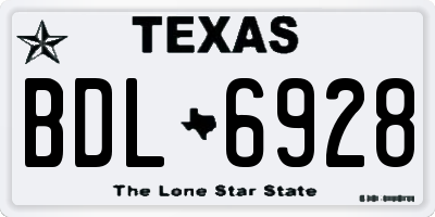TX license plate BDL6928