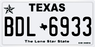 TX license plate BDL6933