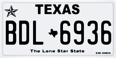 TX license plate BDL6936