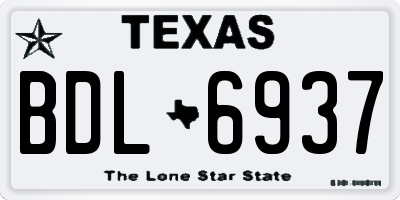 TX license plate BDL6937