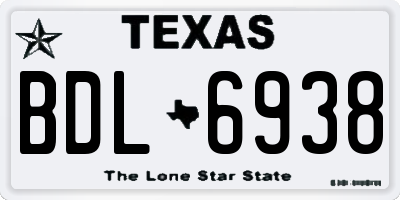 TX license plate BDL6938