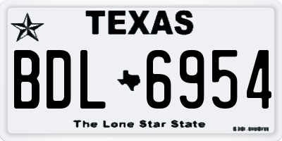TX license plate BDL6954