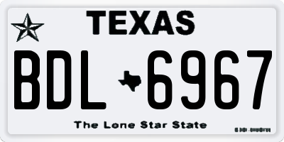 TX license plate BDL6967
