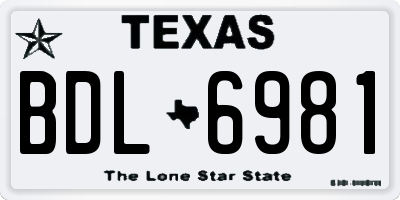TX license plate BDL6981