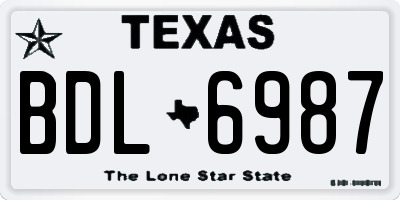 TX license plate BDL6987