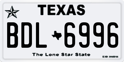 TX license plate BDL6996