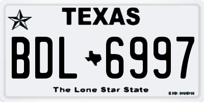 TX license plate BDL6997