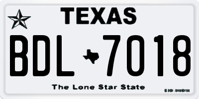 TX license plate BDL7018
