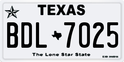 TX license plate BDL7025