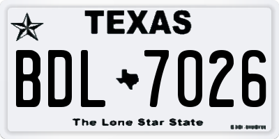 TX license plate BDL7026