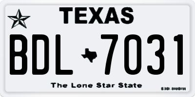 TX license plate BDL7031