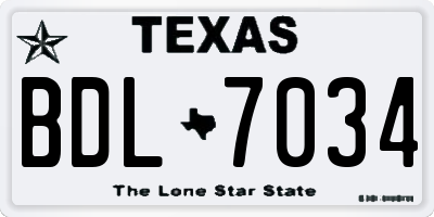 TX license plate BDL7034