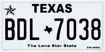 TX license plate BDL7038