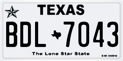 TX license plate BDL7043