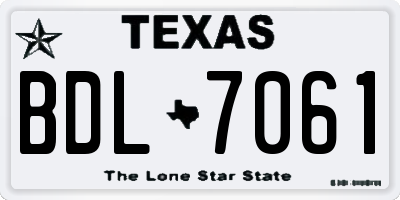 TX license plate BDL7061
