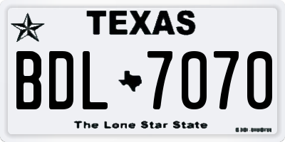 TX license plate BDL7070