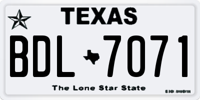 TX license plate BDL7071